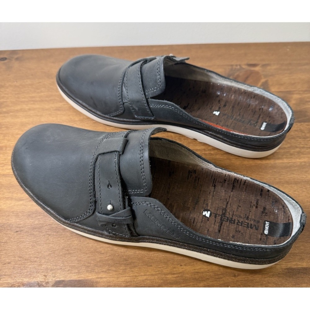 Merrell Around Town Slip-On Leather Cork SneakerMule Size 7.5 Womens Granite New